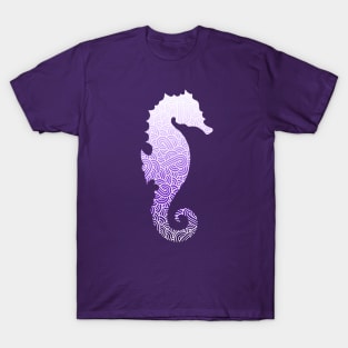 Ombre purple and white swirls doodles seahorse T-Shirt